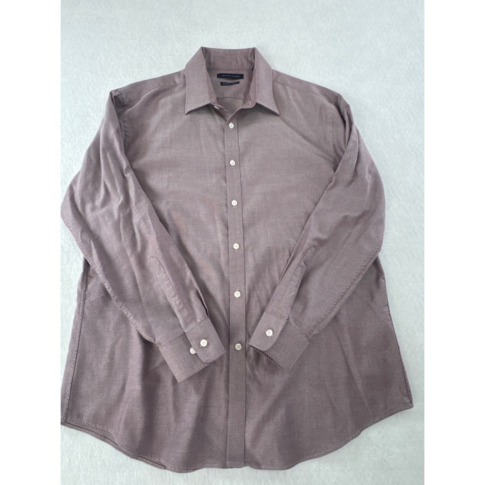 Tommy Hilfiger Mens Athletic Fit Stretch Dress Shirt Mauve Purple 17 32/33 0594‎